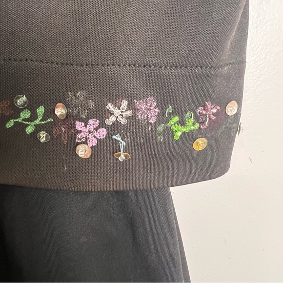 Versus Versace Black Midi Dress with Embroidered Cuffs Size 28/42 (USA 6) GUC - Picture 4 of 7